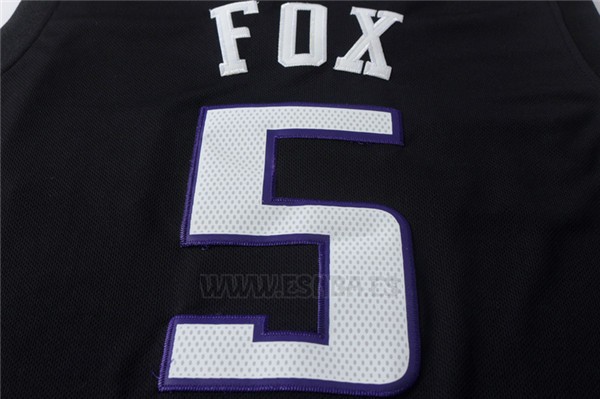 Camiseta Negro Moda Sacramento Kings De'Aaron Fox #5 Negro